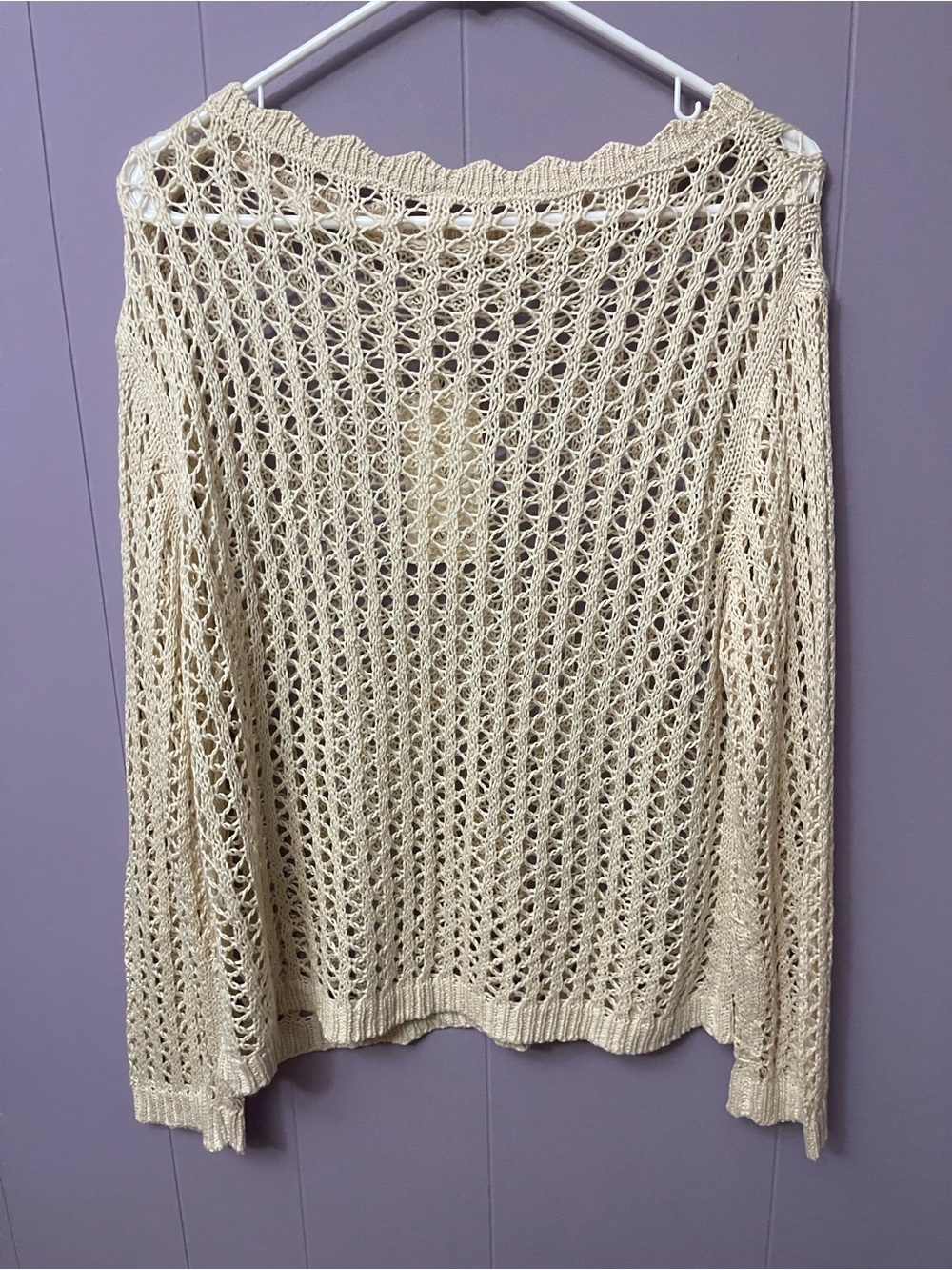 Lightweight Open-Knit Off-the-Shoulder Sweater - Cream new with tags